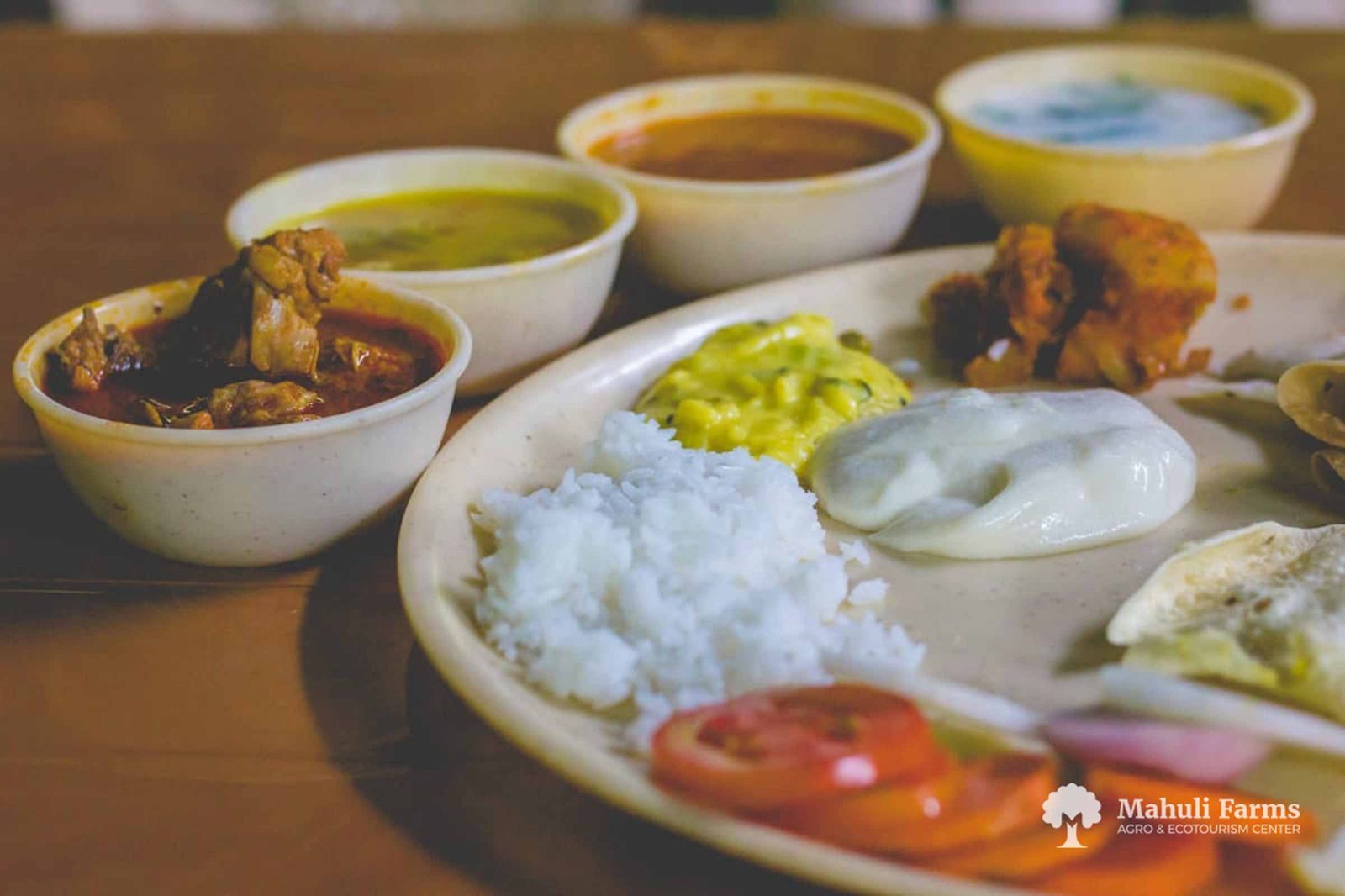 Maharashtrian food thali at Mahuli Farms